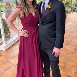 Bridesmaid maxi dress Red / Maroon / Cabernet color